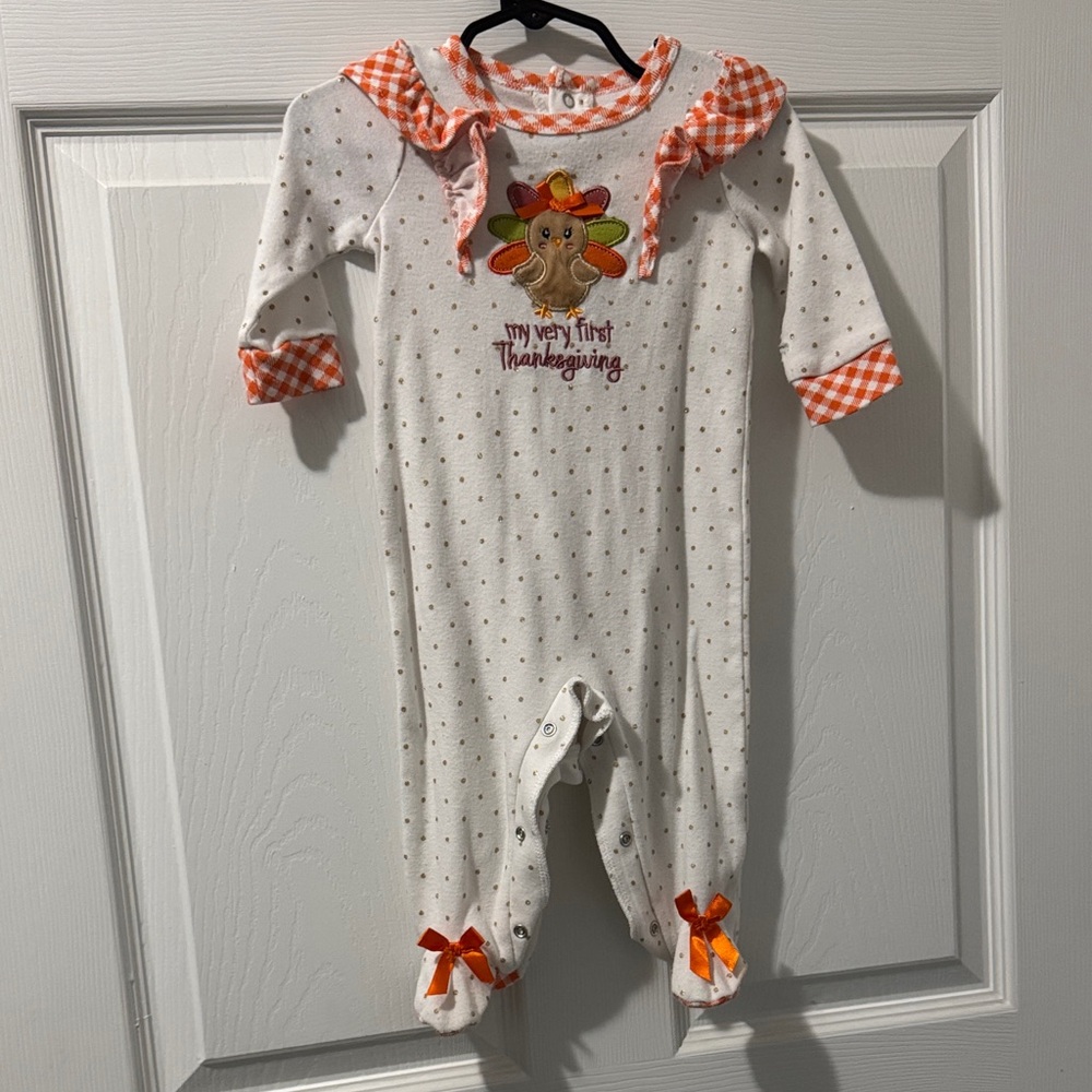 Baby Essentials White and Orange Turkey Footie